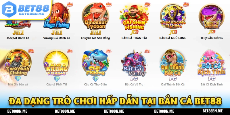 Hệ thống trò chơi đa dạng và đầy hấp dẫn tại danh mục bắn cá BET88