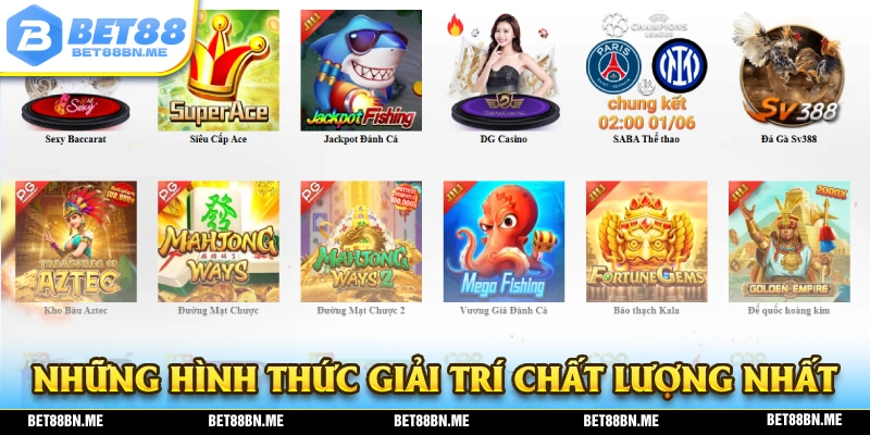 BET88 sở hữu nhiều hệ thống giải trí chất lượng