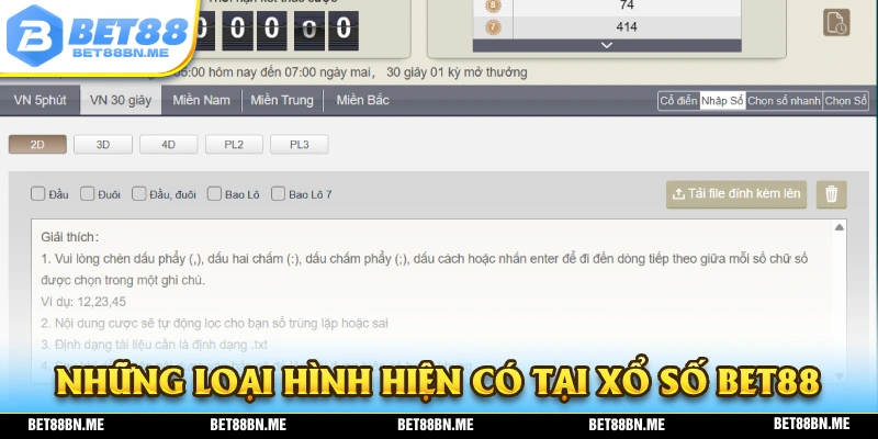 Những hình thức xổ số hiện có và được hỗ trợ tại xổ số BET88