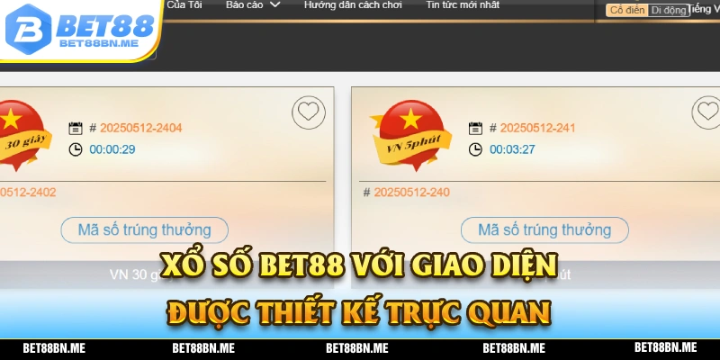 Xổ số BET88 sở hữu giao diện trực quan với thiết kế đẹp mắt và thao tác dễ dàng
